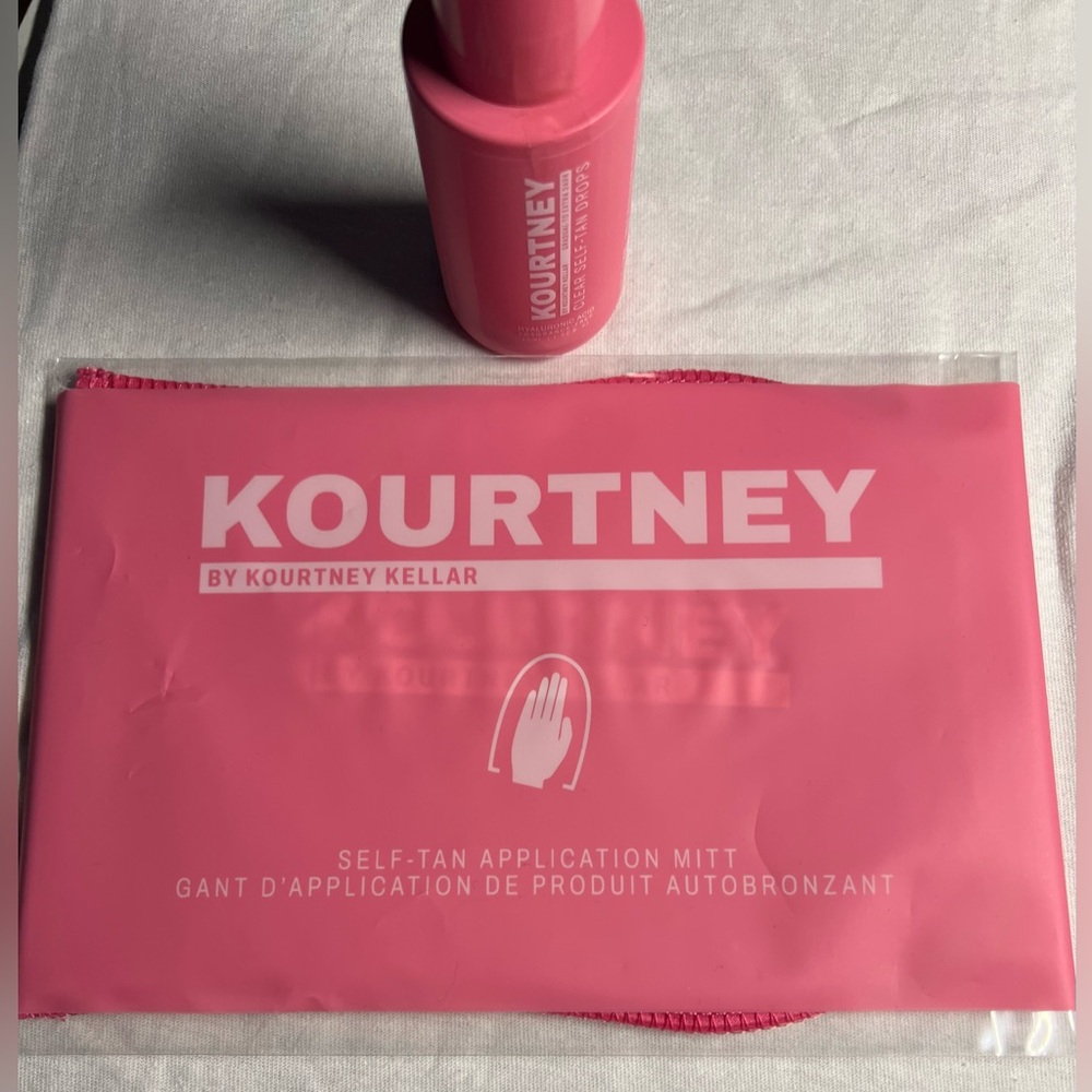 Kourtney Kellar Self-Tan Application Mitt and Clear Self-Tan drops Set - NEW